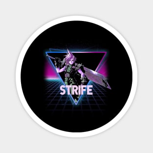 Final Fantasy VII Cloud Strife Retro 80s Neon Landscape Magnet